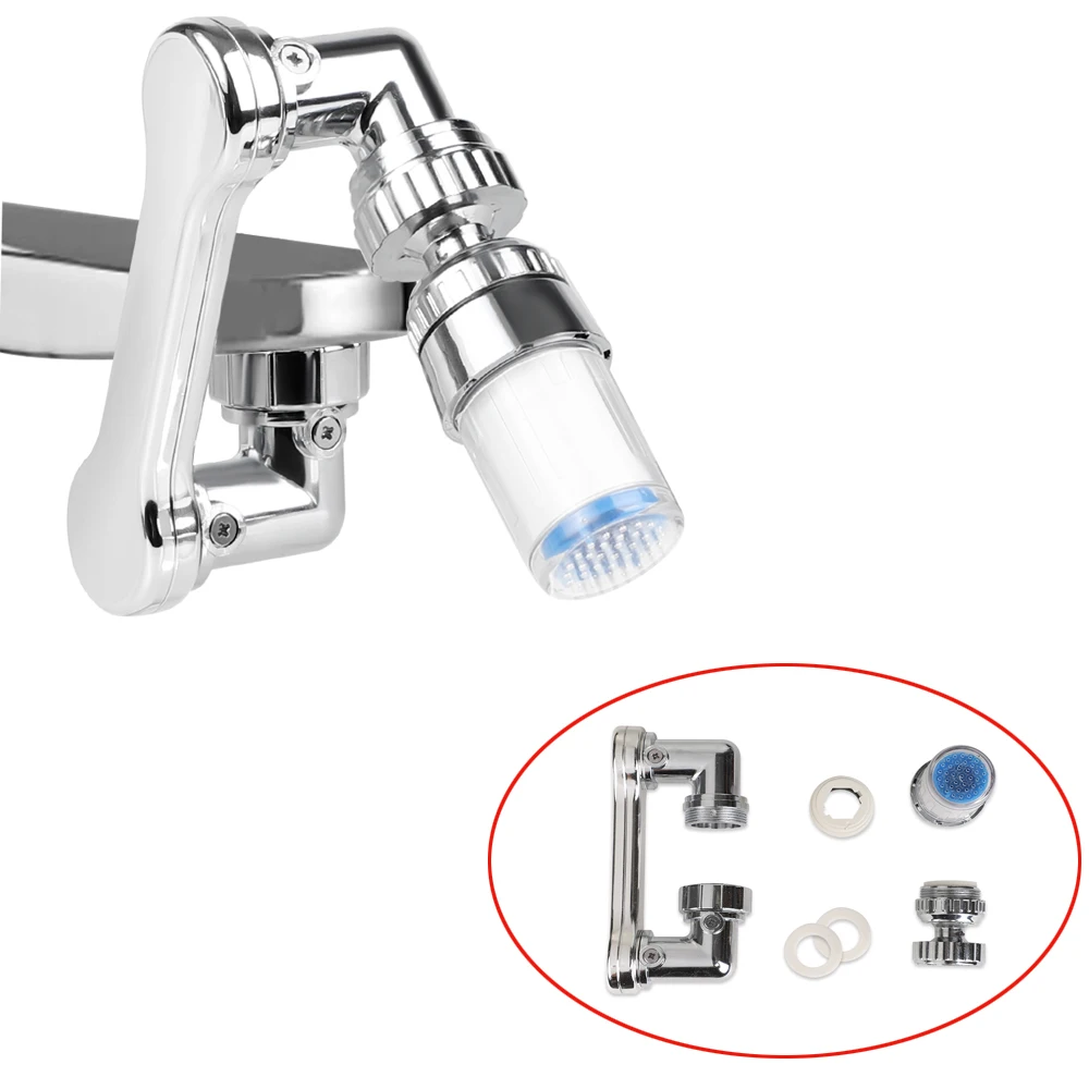 

Universal 1440 Degree Rotatable Faucet Aerator Extender Plastic Splash Filter Faucets Bubbler Nozzle Robotic Arm 2 Modes Faucet