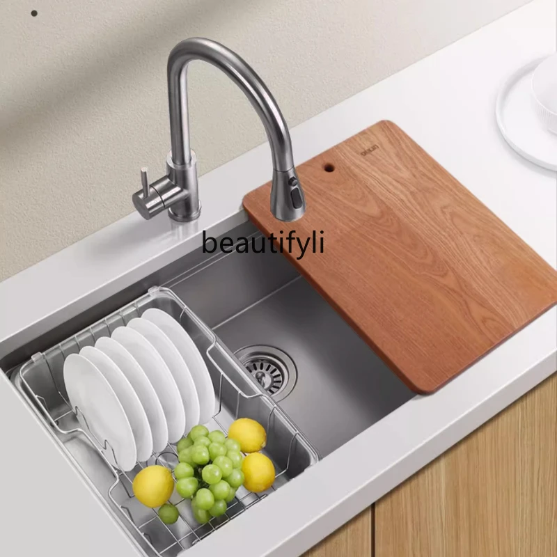 

Sink Black Nano Large Single Sink Kitchen Household 304 Stainless Steel Drop-in Sink Dishwashing Washing Basin