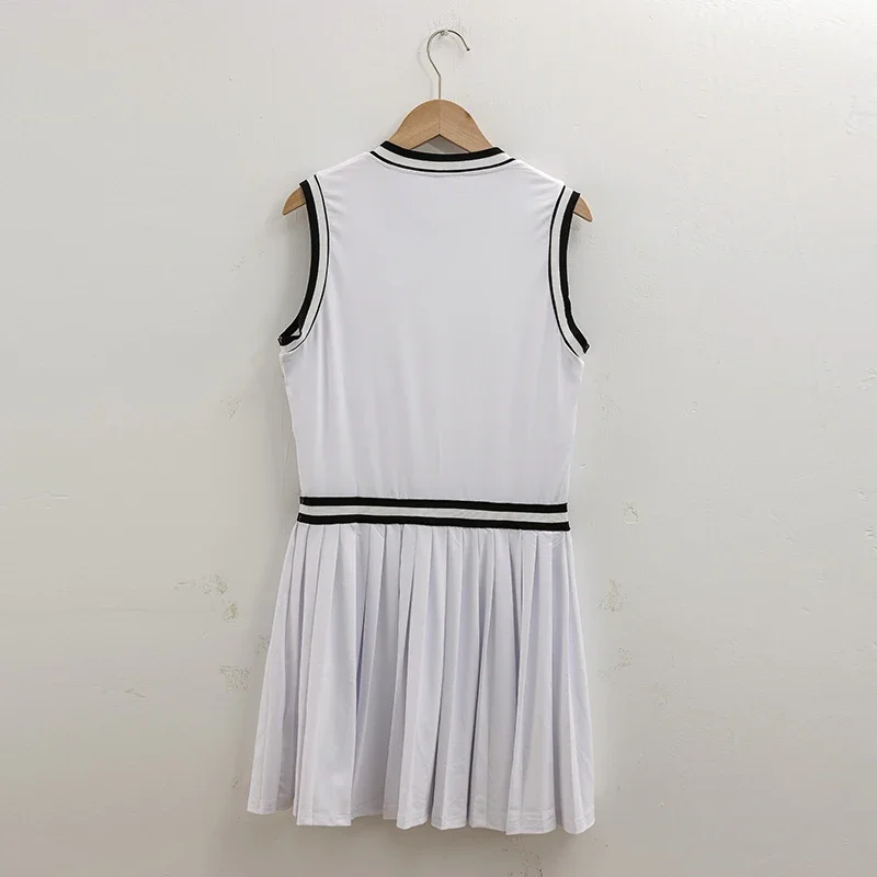 Sean Tsing&reg; White Dresses Woman Summer Trend Tennis Golf Sportwear Patchwork with Bra Shorts Athletic Workout Pickleball