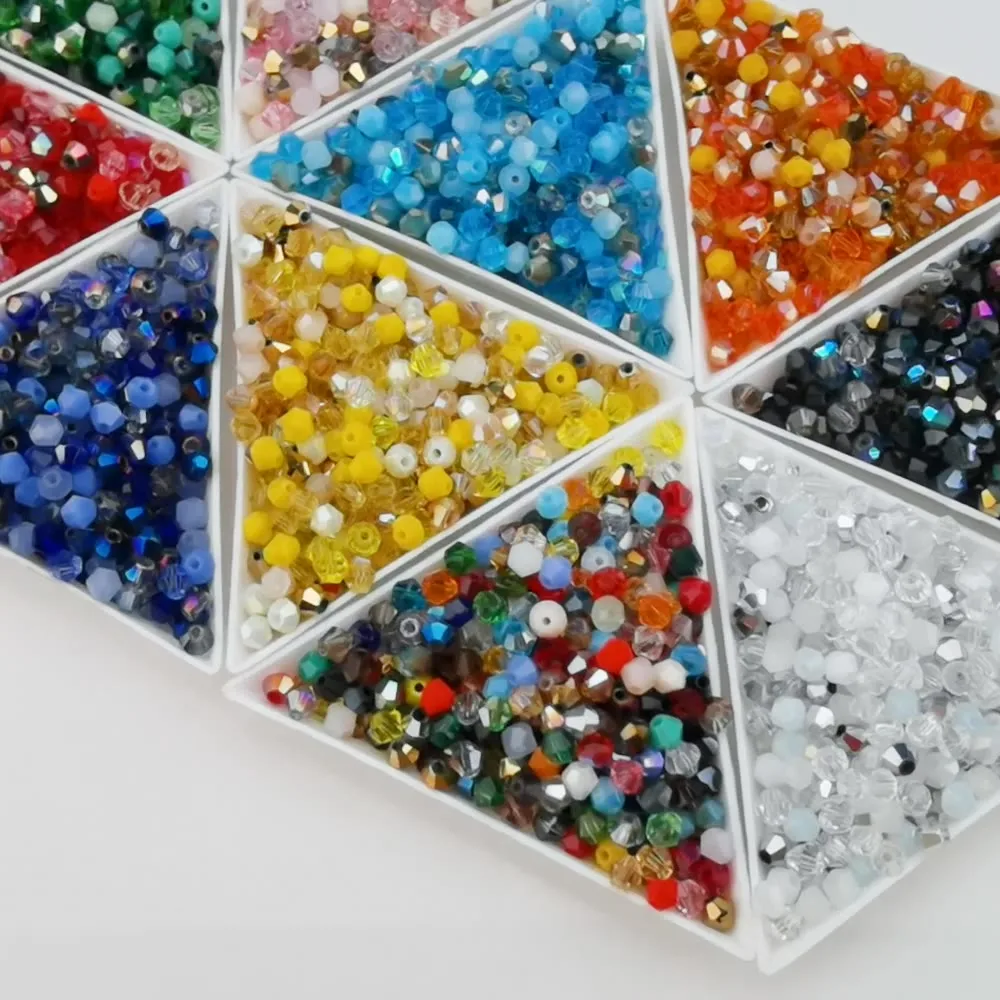 Beadthoven 1131pcs 4mm Imitate Austrian Crystal Glass Beads Bicone Frosted Glass Beads Bulk Faceted Loose Spacers Strands Colorful Crystal Beads For Necklace Bracelet Earrings Jewelry Making