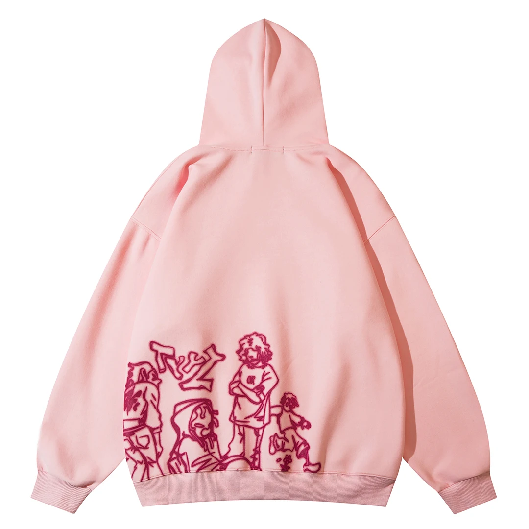 Aelfric Eden Mens Y2K Cartoon Line Character Print Hoodie