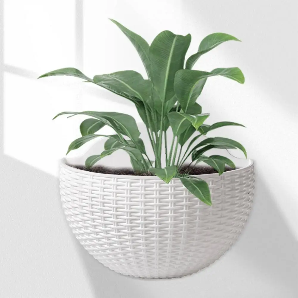 An der Wand montierter Blumenkorb für den Garten, hängender Blumentopf, Nestkorb, Nachahmung von Rattan, Blumenkorb, halbrunder Blumentopf – Detail 8