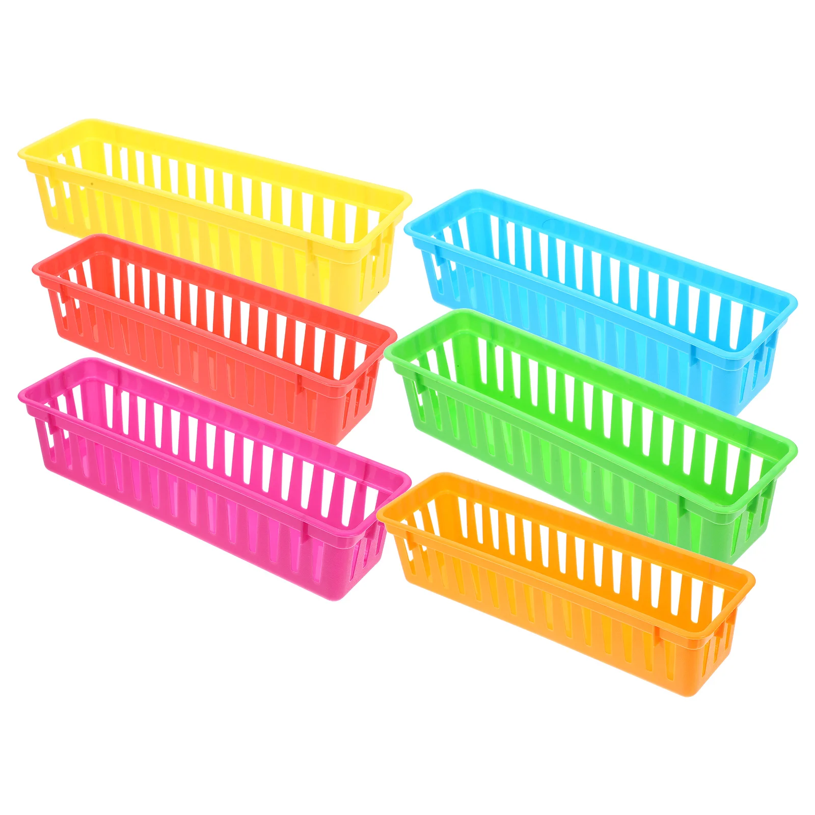 

6 Pcs Plastic Desk Pencil Holder Stationery Basket Colorful Classroom Supplies Storage Trays for Penholder Holders