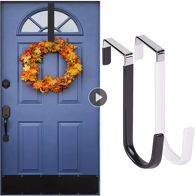 Stainless Steel Punch Free Wreath Decor Holder Door Hanger Hook Door Clamps Back Hook For Hanging Coat Bag Racks Organizer