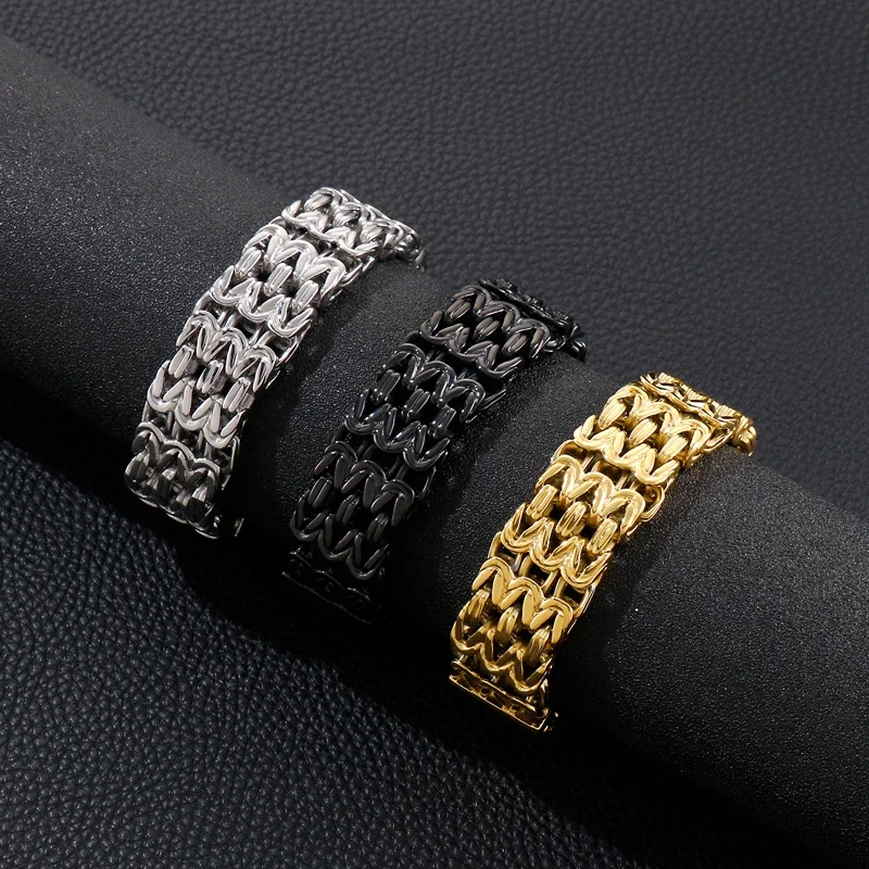 HAOYI 5mm/23mm Geometric Connection Men's Bracelet Jewelry Party Gift Charming Men's Bracelet Gold and Silver Color 4