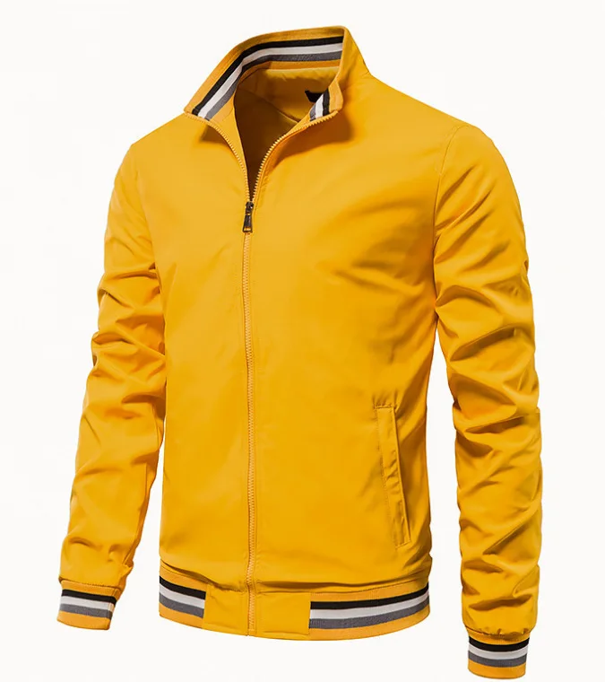 Men's Stand Collar Casual Zipper Jacket Outdoor Sports Coat Windbreaker Jacket