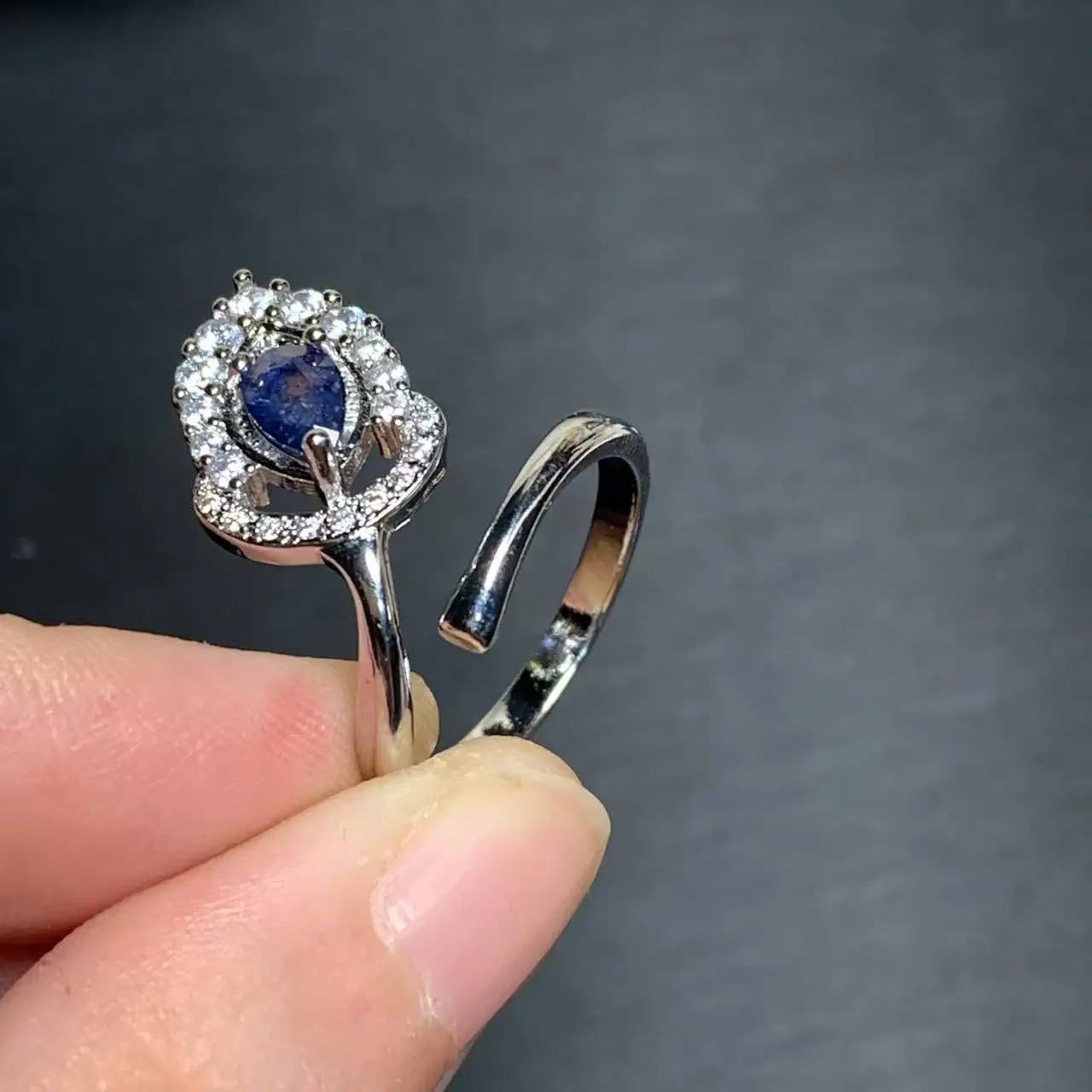 Natural Sapphire Ring Adjustable Female Ring Jewelry for Women Gift Wholesale High Quality Vintage Fine