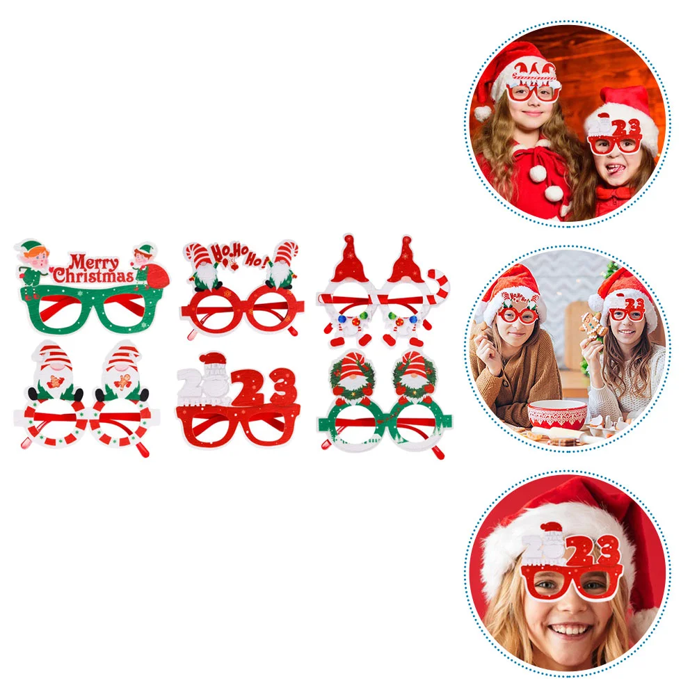 

6 Pcs Christmas Children's Glasses Bulk Sunglasses Xmas Frames Photo Booth Props Eyeglasses Decorations Funny Plastic Elder