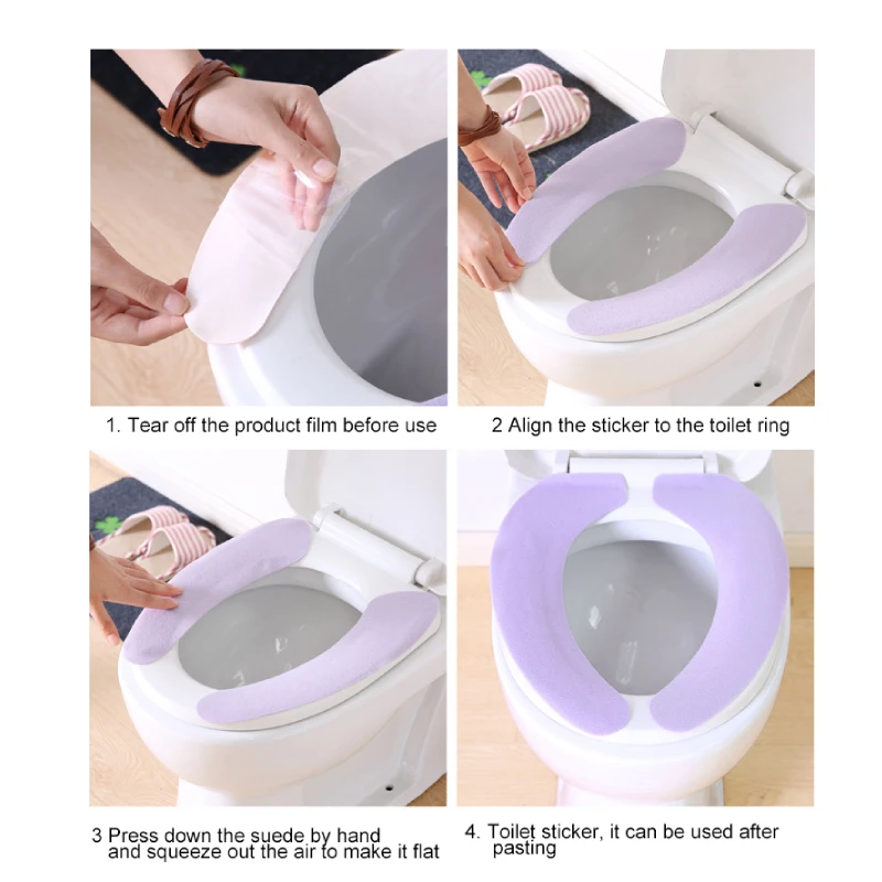Toilet Seat Cover Purpe Reuseable Soft Toilet Seat Cover Toilet Mat Seat Cover Pad Washroom Warm Washable Health Sticky Household