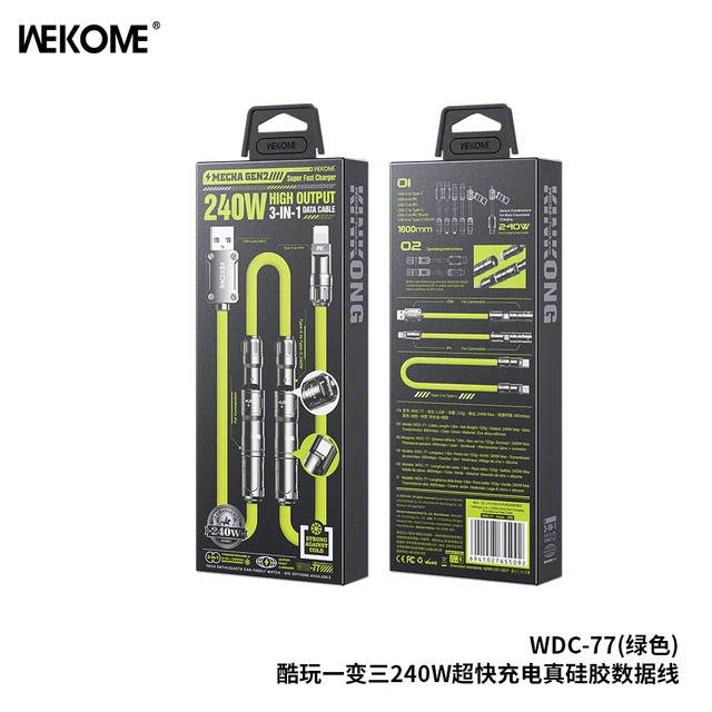 240W 3-in-1 Kirsite Cable USB Fast Charging