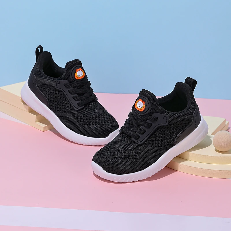 Children's sports shoes, spring and autumn flying weaving, breathable new casual shoes for boys and girls, soft sole, anti slip