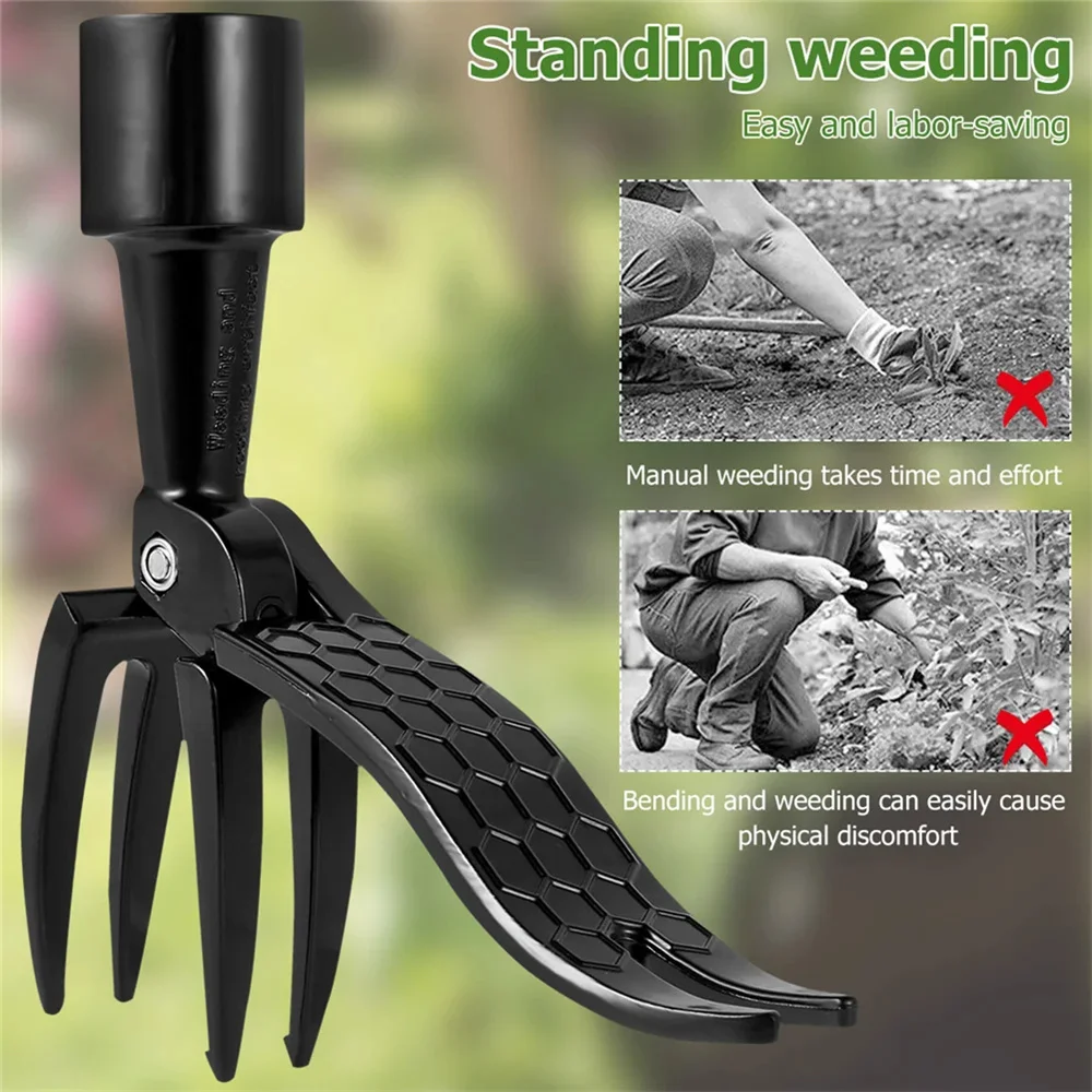 1PC Standing Weeding Head Replacement Claw Foot Pedal Weed Puller Stand Up Garden Digger Weeder Solo Root Remover(No stick) 2