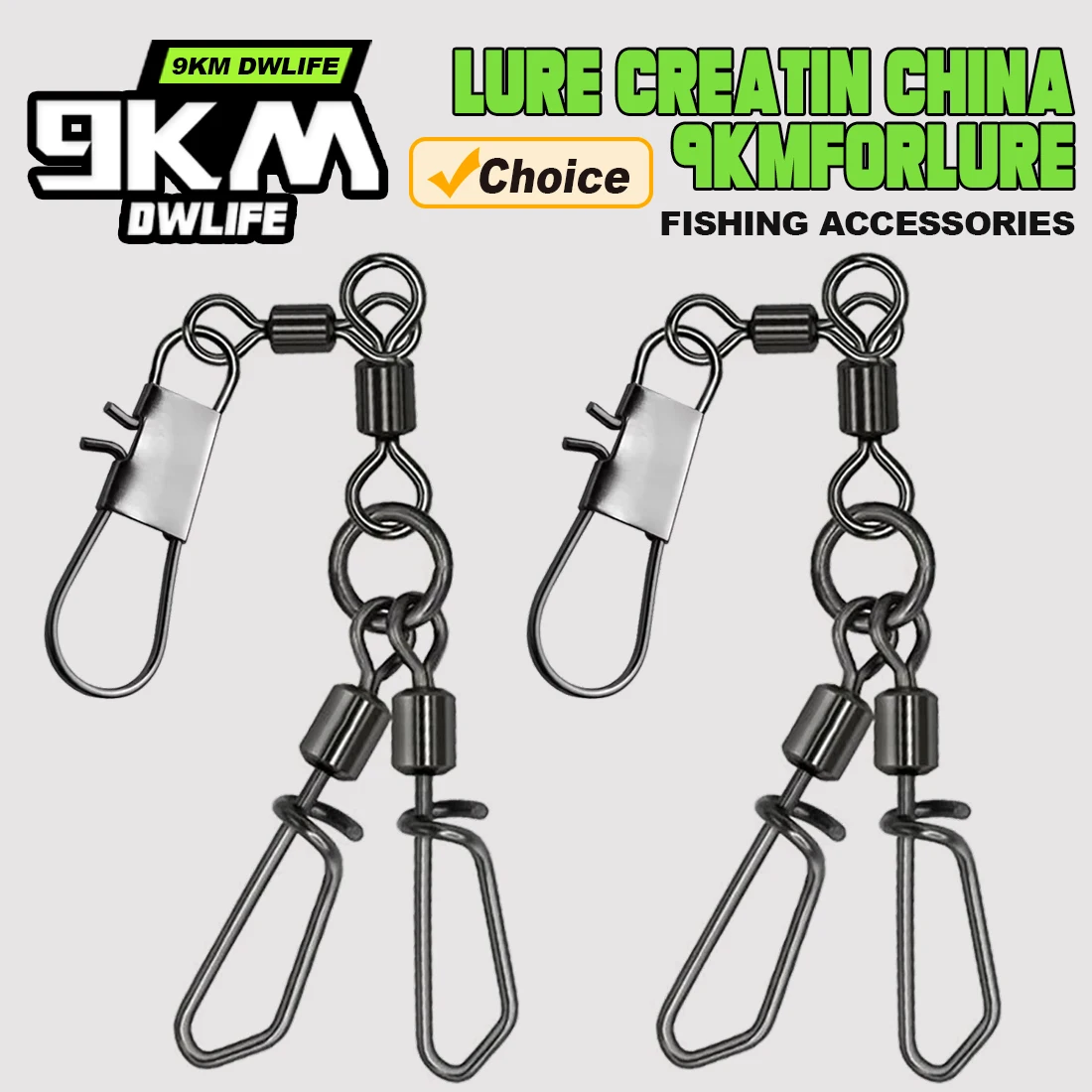 Swivels 3 voies 9KM 5-20 pièces avec clip calamar pour montages eau douce et mer accessoires pêche