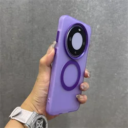 Matte Clear Candy Color Magnetic Shockproof Case for Honor X60 Pro (Purple)