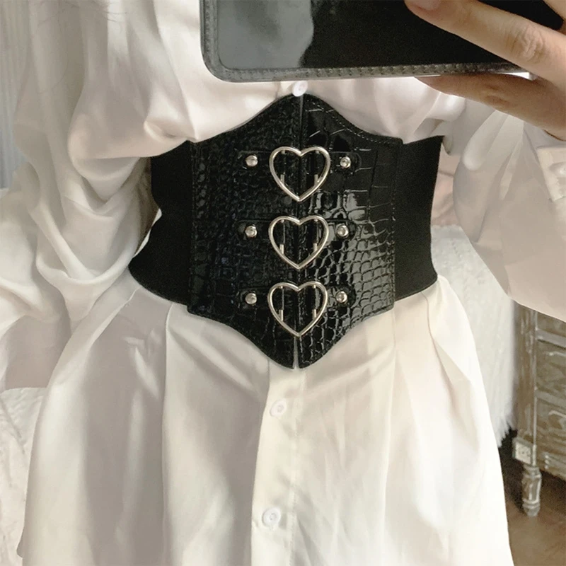 

Elasticity Girl Lift Up Waist Corset Wide PU Leather Punk Women Waistband