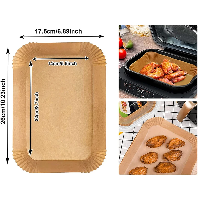 Airfryer Baking Liner Rectangle Disposable Airfryer Baking Paper Liner Waterproof Oilproof Non-Stick Baking Mat for Ninja Foodi Air Fryer Accessories