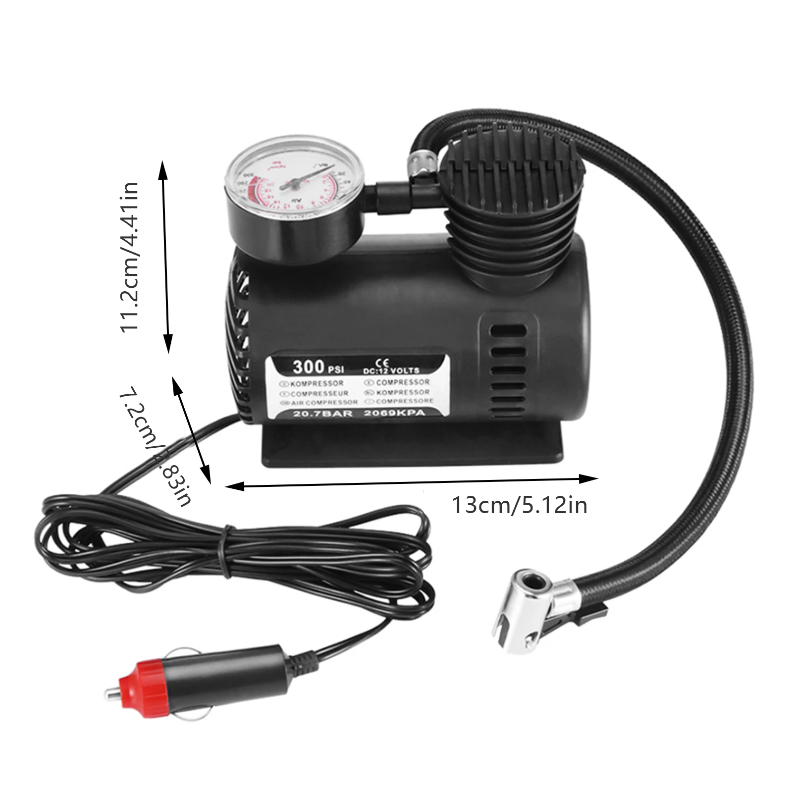Air Pump 300PSI 12V Mini Air Compressor Auto Car Electric Tire Inflator Pump Mini Compressor Car