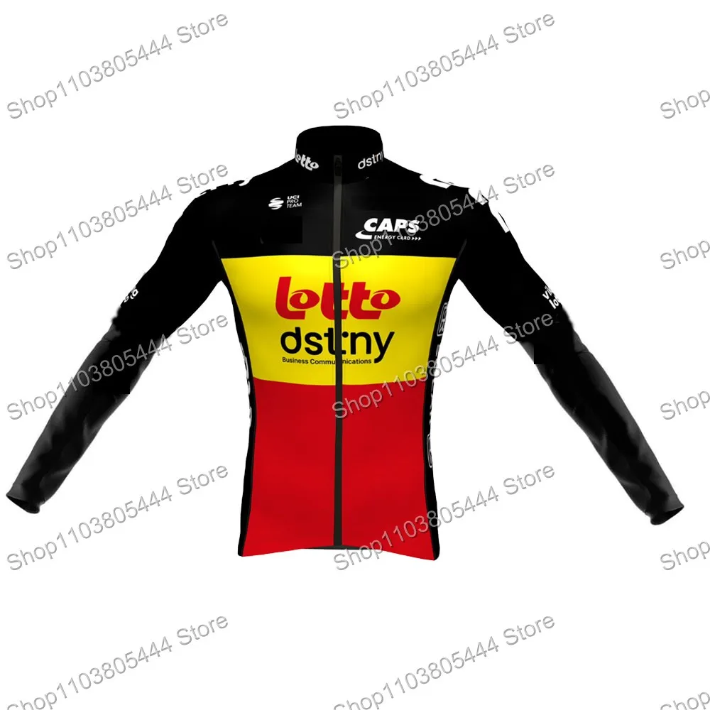 Lotto Dstny Belgium Champion Men's Cycling Jersey Autumn Long Sleeve Road Bike Tops Shirts MTB