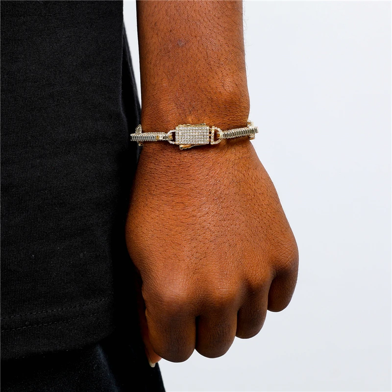 10mm AAA+ Paper Clip Bracelet Hiphop CZ Cuban Link Bracelets Design Gold Silver Color Jewelry Gifts for Women