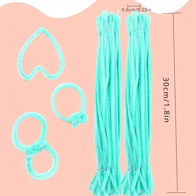 컬러 셔닐 꽃 줄기 스틱, Fpr 공예 핑크, DIY 예술 용품, 어린이 교육 장난감, 수제, 100 개, 30cm