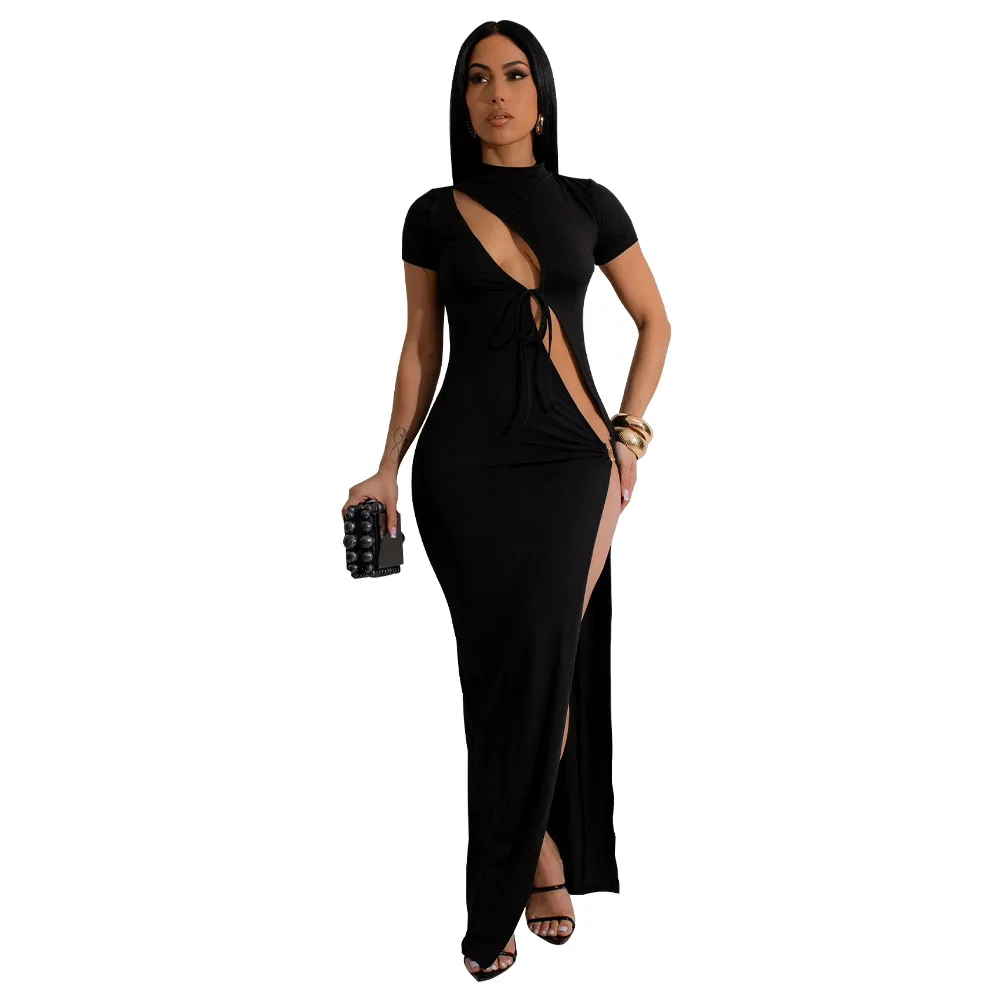 

Bath Outlet Corset Dress Summer Sexy Costumes Sundress Casual Dresses For Women 2024 Pareo Vestido Hollow Out High Slit Long