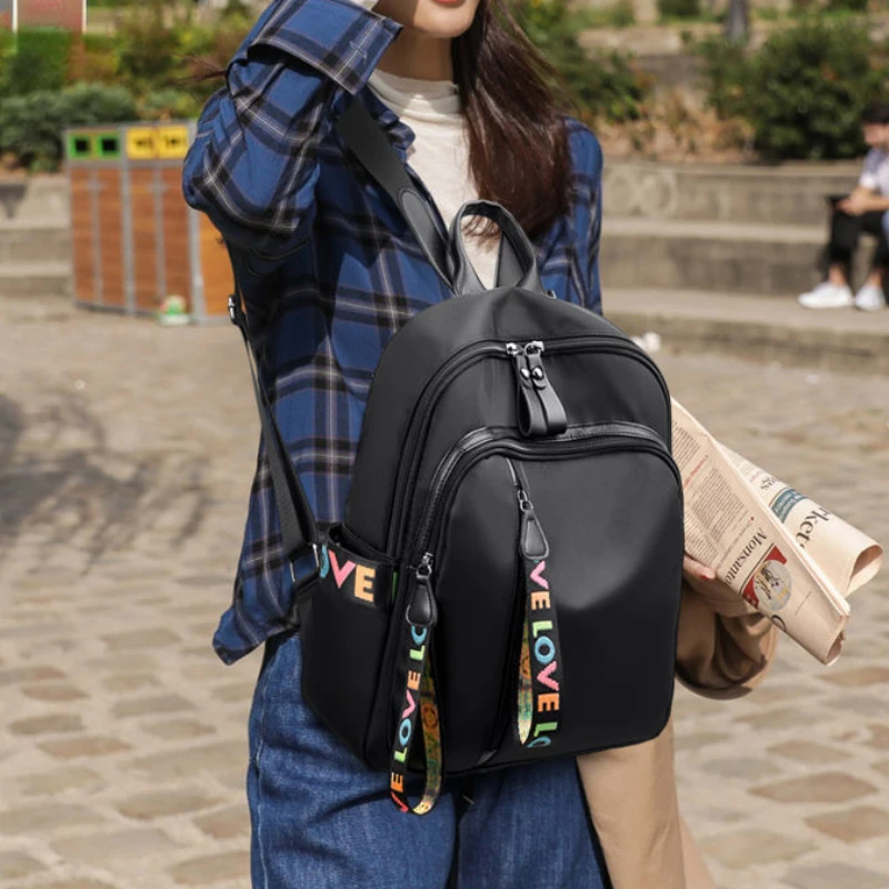 Backpack Ladies 2024 New Solid Color All-in-one Fashion Leisure Student Schoolbag Large Capacity Travel Bag Wholesale