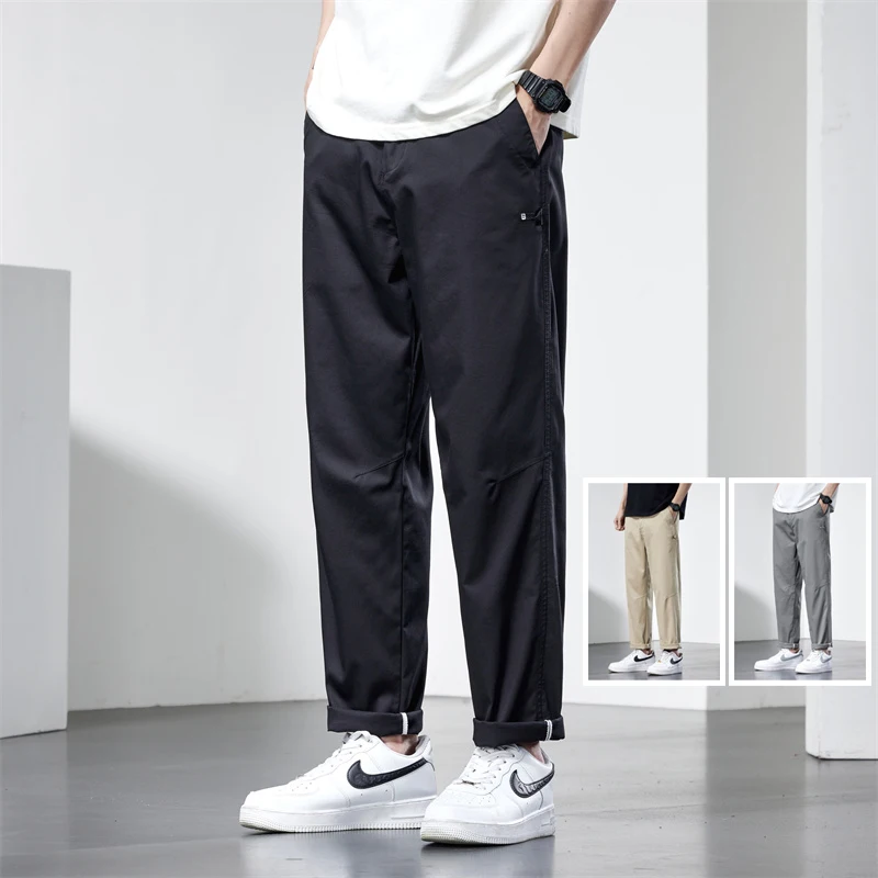 

Летние тонкие брюки-карго для мужчин, черные, серые, хаки, легкие Прямые повседневные эластичные уличные спортивные брюки