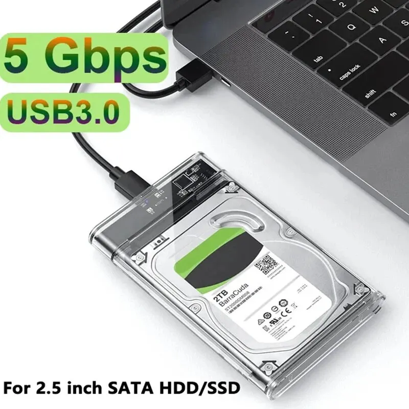 hdd enclosure USB3.0 External HDD Case 5Gbps 2.5 Inch Transparent Hard Disk Case Hard Drive Enclosure SATA HDD SSD Storage For Laptop PC