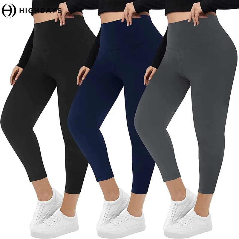 HIGHDAYS 3 Pack 3xl 4xl Leggings Women High Waist Elastic Tight Pants