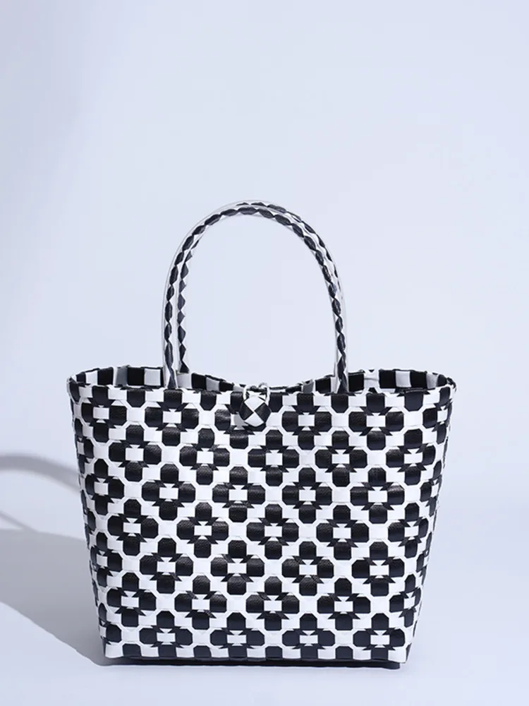 JNMC Design Sense Four Seasons Plum Blossom Handwoven Vegetable Basket Handheld Bag For Women