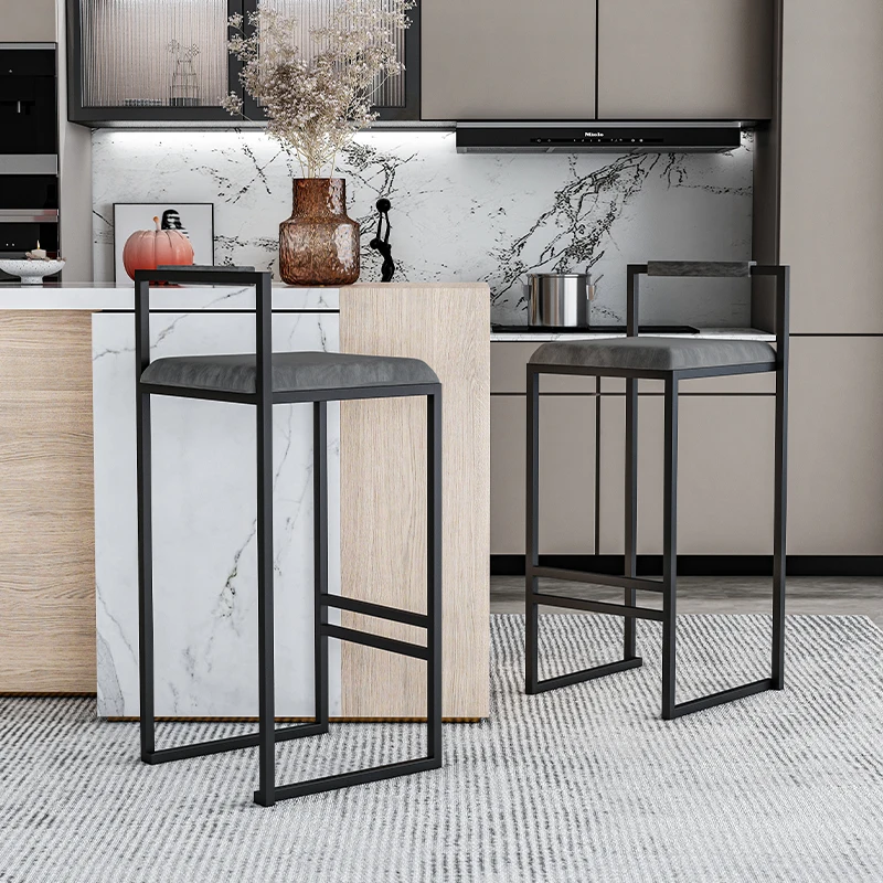 Nordic Velvet Black Bar Chairs for Kitchen Furniture Iron High Bar Stool Nordic Luxury Seat Counter Stool Modern Furniture