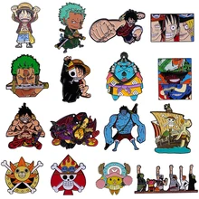 One Piece Cartoon Hard Enamel Pin Luffy Zoro Sanji Law Badge Brooch Backpack Hat Enamel Pins Accessories Friends Gift