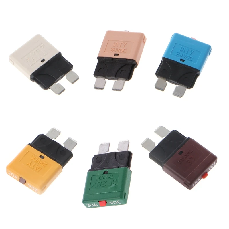 Circuit Breaker Blade Fuse Resettable Manual Reset Fuse Adapter 5-30A 28V for Car Truck Boat Marine