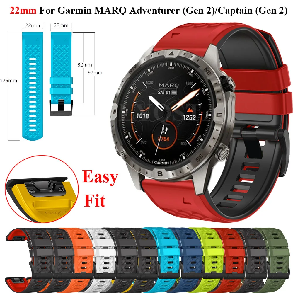 Cinturino In Silicone Quickfit 22/26Mm Per Garmin Marq Atleta (Gen 2)Adventurer Golfer Captain Aviator Epix Gen 2 Bracciale