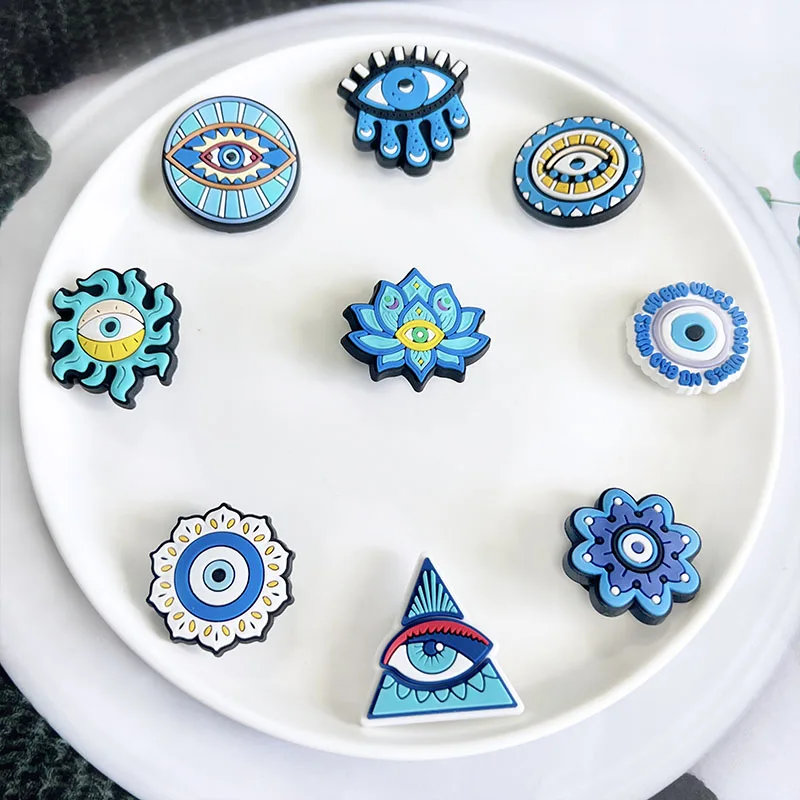 Evil Eyes Shoe Charms Pin Decoration New Arrival for Crocs Accessories Bracelet Wristband DIY Kids Man Women Party Gifts