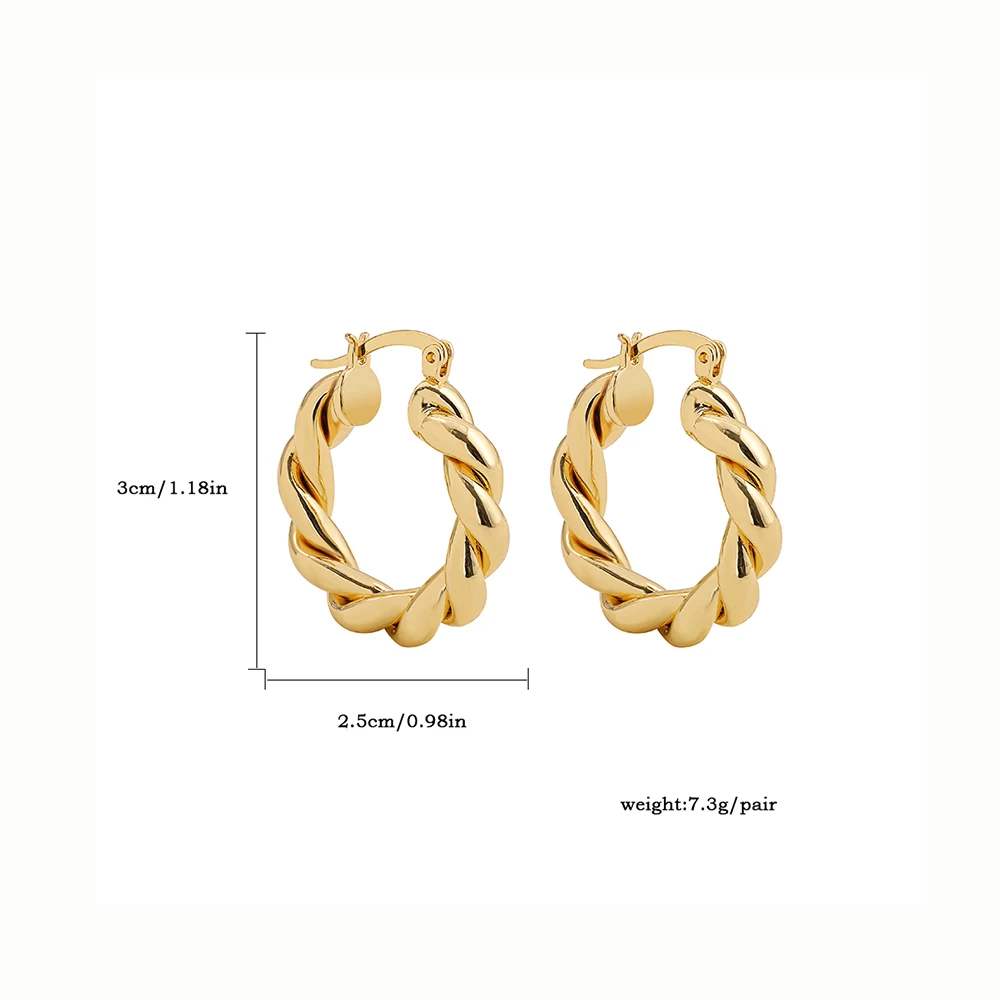 Classic Retro 18K Gold Plated Huggie Earring Geometric Ear Buckle Minimalist INS Hot Sale Hoop Earrings Women Fashion Jewelry