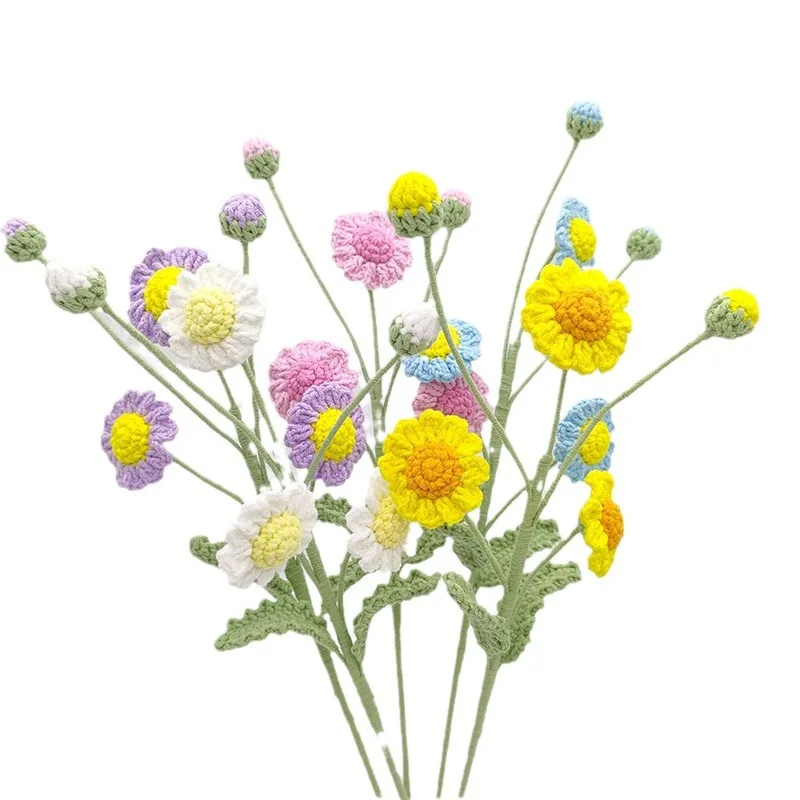 New yarn weaving multi head daisy bouquet for home decoration, wedding ornaments, holiday gifts, exquisite simulation flowers