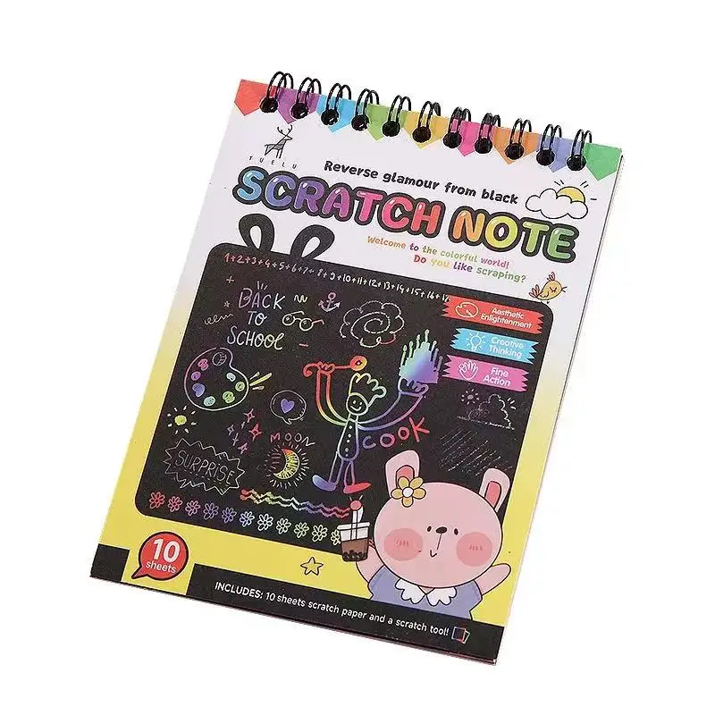 1 Book+1 Pen Dazzling DIY Scratching Painting Creative Graffiti Art Fun Scratching Paper Color Notebook 5