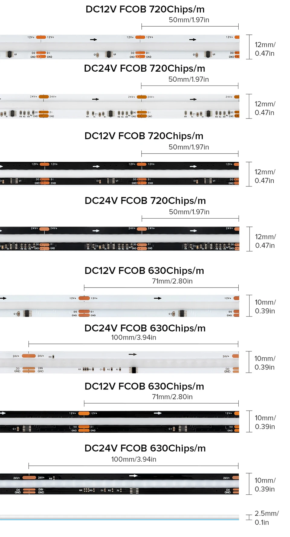 FCOB RGB IC LED Strip WS2811 Addressable 720 630 LEDs Dream Full Color – BTF -LIGHTING