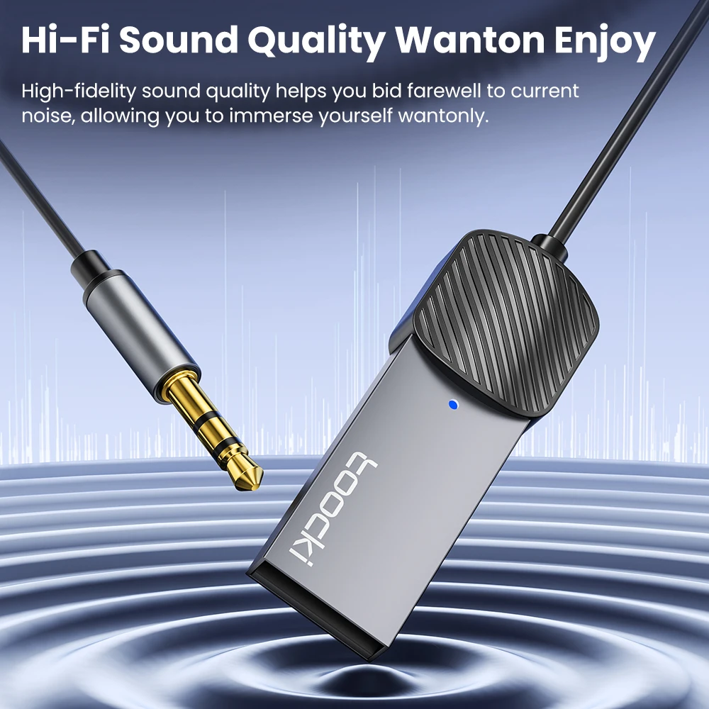 Bluetooth transceiver adapter Bluetooth aux adaptor Bluetooth audio receiver Bluetooth adapter Audio adapter Toocki Bluetooth 5.1 Aux Adapter USB To 3.5mm Jack Car Kit Handsfree Audio Aux Adapter Car Receiver BT transmitter Receiver