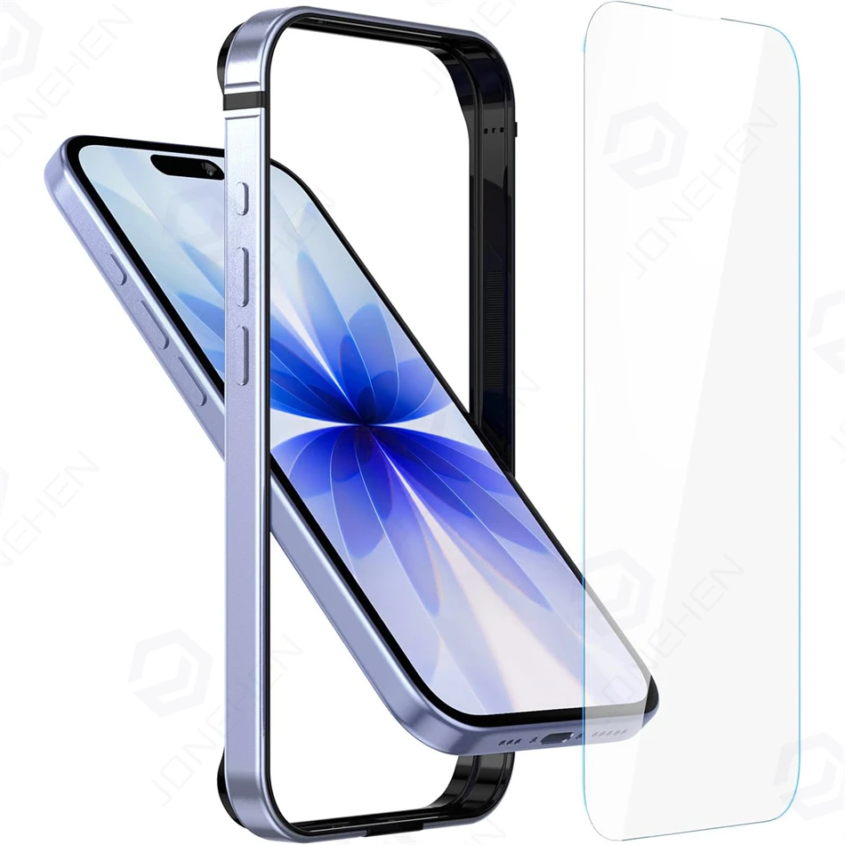 Enhanced Hybrid Silicone and Aluminum Protective Phone Case with HD Screen Protector