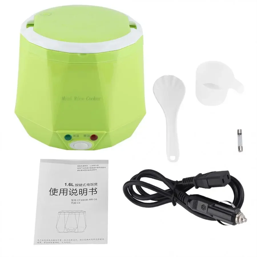 Mini Rice Cooker 1.3L Electric Heating Lunch Box Portable Thermostat Food Steamer Multi Electric Cooker For Car Truck 12/24V
