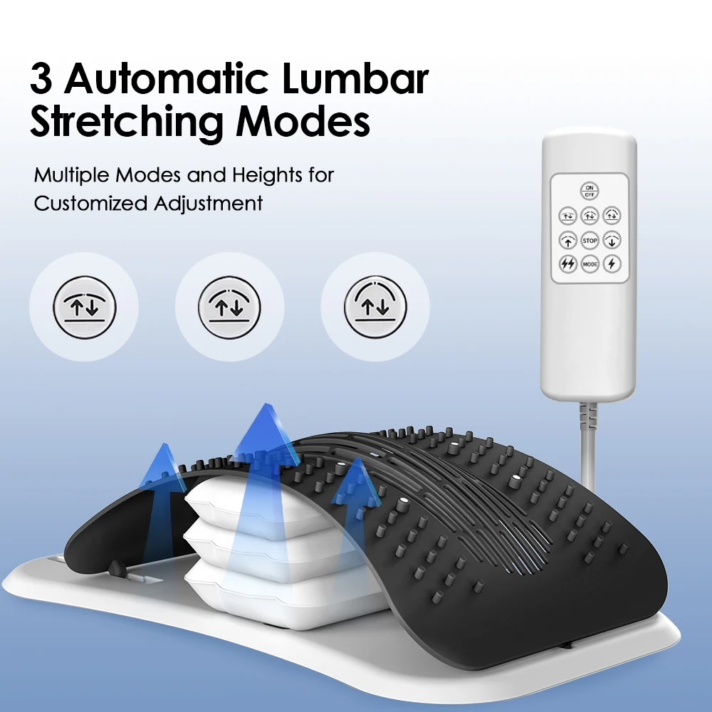 2-IN-1 Electric+Manual Back Stretcher Adjustable Height Airbag Waist Back Stretching Massager Lumbar Support Traction masajeador