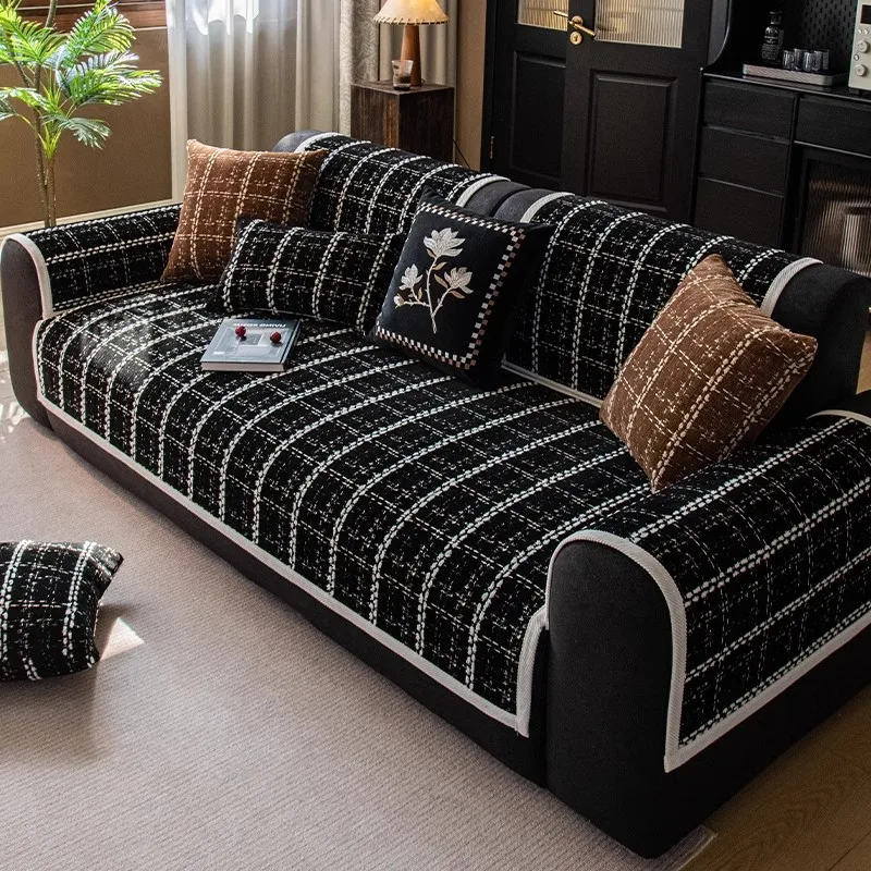 2024 Winter Slipcover Funda Sofa Mats housses de canapé Living Home Non-slip Scottish Plaid Sofa Cushion Couch Sofa Covers 4