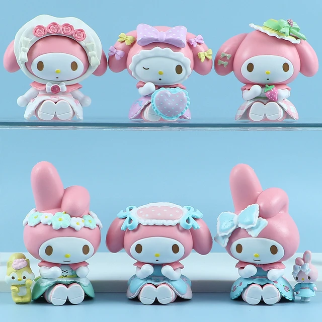 6pcs Anime My Melody Kawaii Desktop Collectible Model Action Figures  Christmas Gifts Cake Home Decoration Pvc Diy Doll Kids Toys