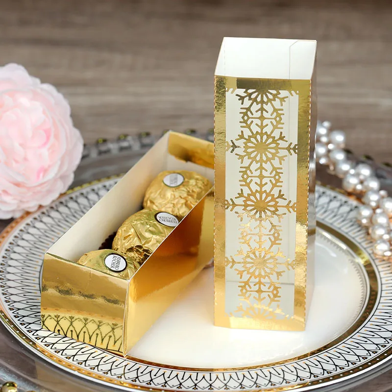 50Pcs Laser Cut Christmas Snowflake Packaging Gift Boxes, Drawer Style Candy Chocolate ... - SKU CPGB2143 - UGI Packaging