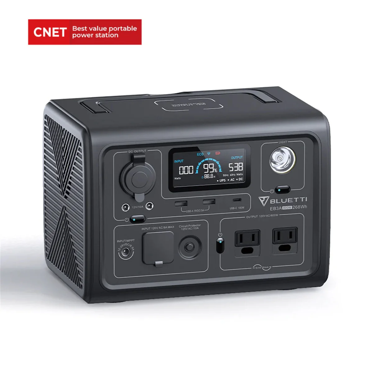 Bluetti EB3A-estación de energía portátil reacondicionada, generador de energía Solar, batería para Mini nevera y portátil, 268Wh, 600W