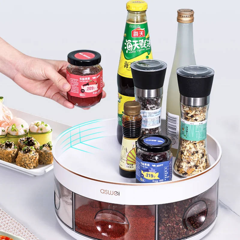 360 Rotation Non-Skid Spice Rack Pantry Cabinet Turntable with Seasoning  Storage Box Rotating Organizer for Kitchen Condiment - AliExpress