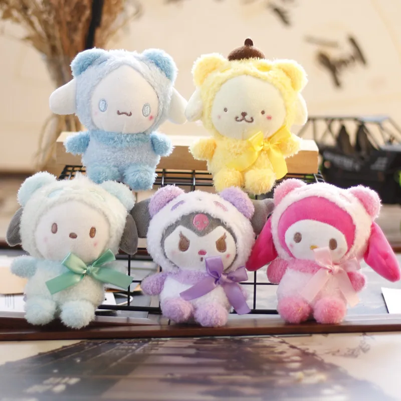 12Cm Sanrio Plush Doll Anime Sanrio Plush Toys Kawaii Kuromi Pendant for Bag Soft Stuffed Doll Christmas Gift