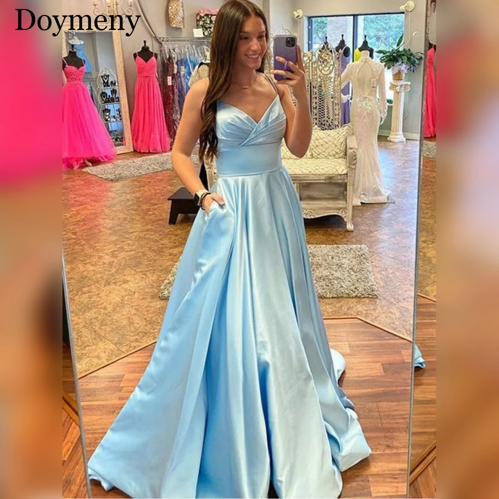 

Doymeny 2024 Evening Dress Elegant V-Neck Spaghetti Straps Open Back Formal Occasion Dress Cocktail Dresses Vestidos De Coquetel